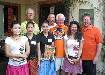 Tuesday winners with the staff at The Relax Bar.